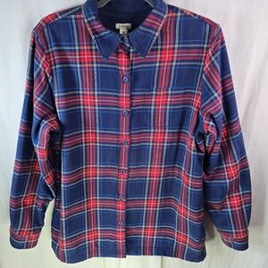 L.L.Bean womens_long-sleeved buttondown Fleece lined shirt jacket size m…